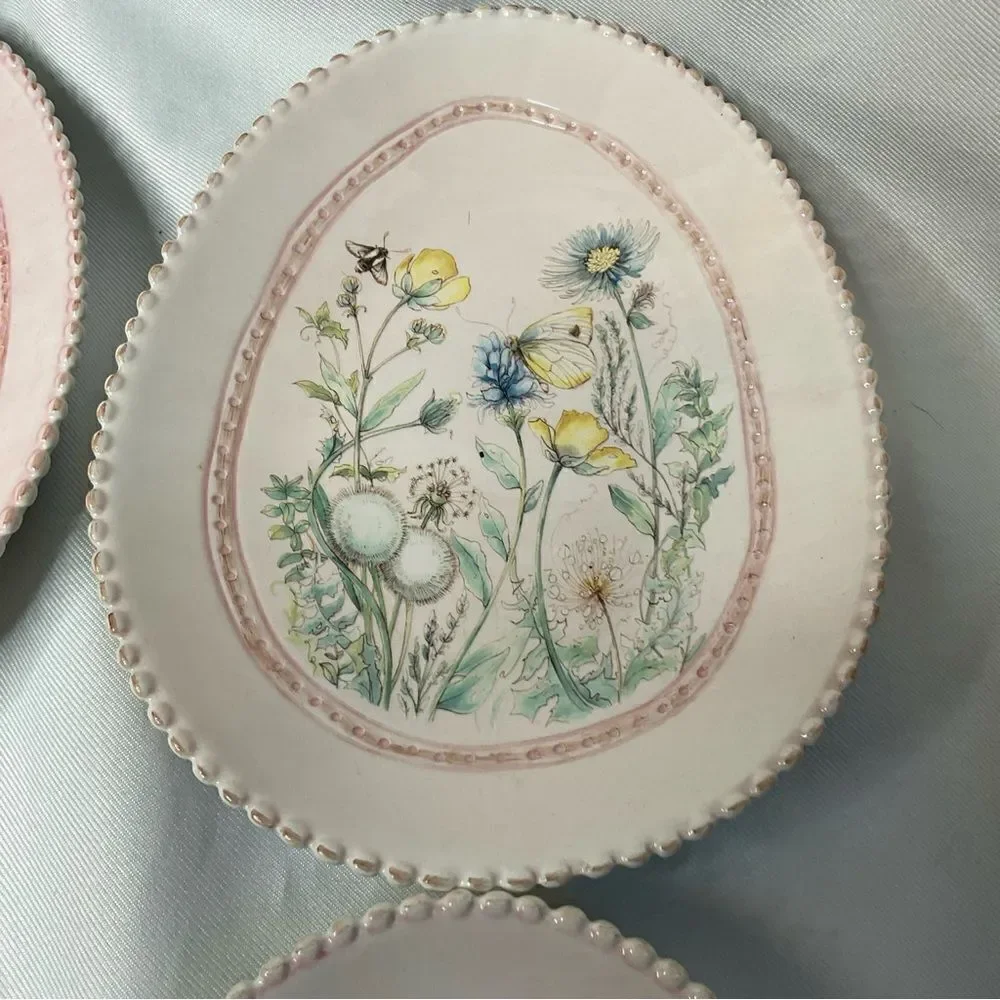 Pottery Barn Easter Egg Plates Set of 4 Rare Cottage Core‎ boxed